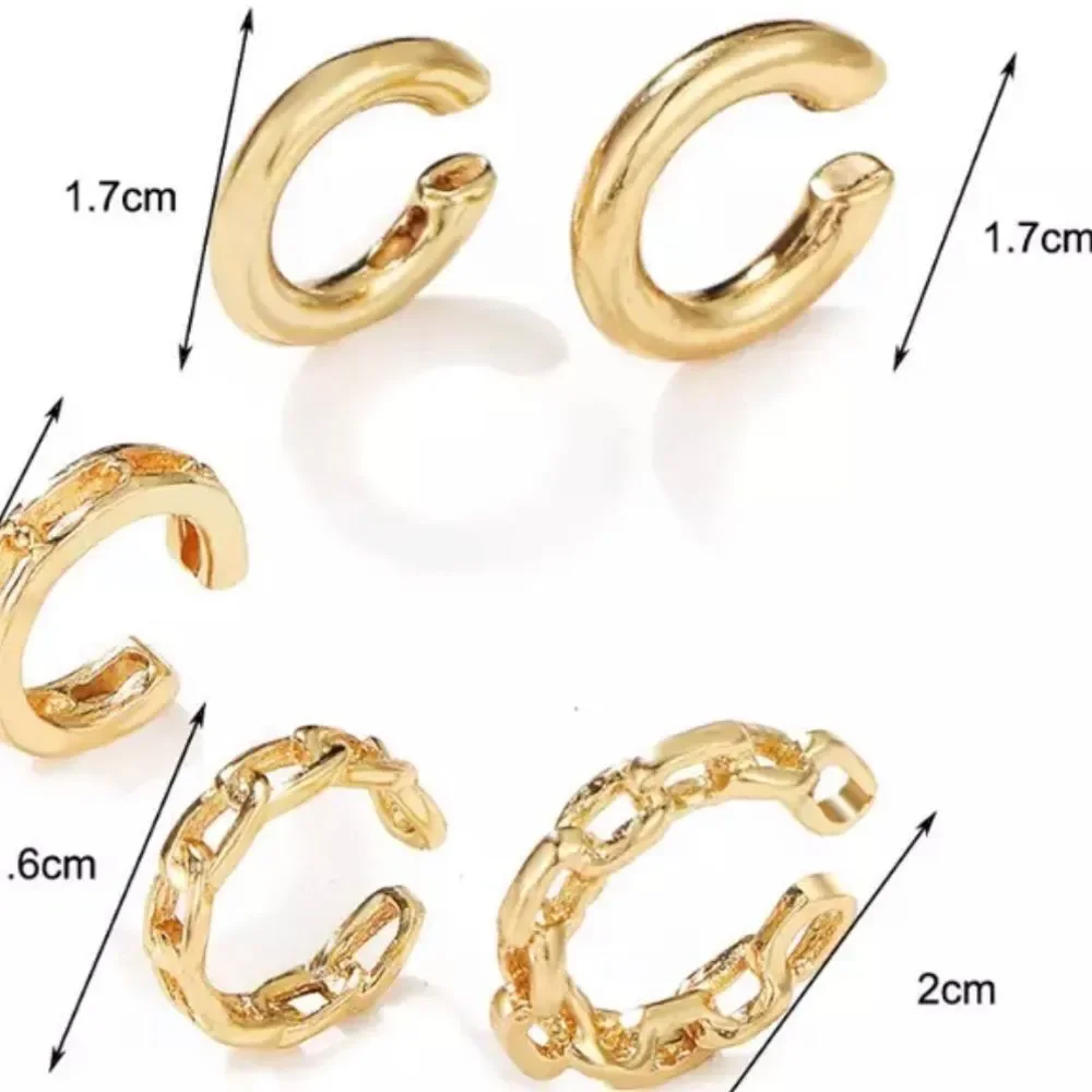 Gold Cuban Chain Ear Cuffs Set 5PCS NEW